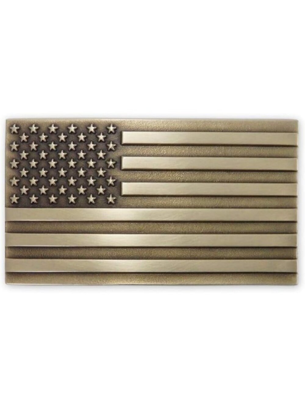 Solid Brass American Flag Belt Buckle with Matching Belt - Made in USA
